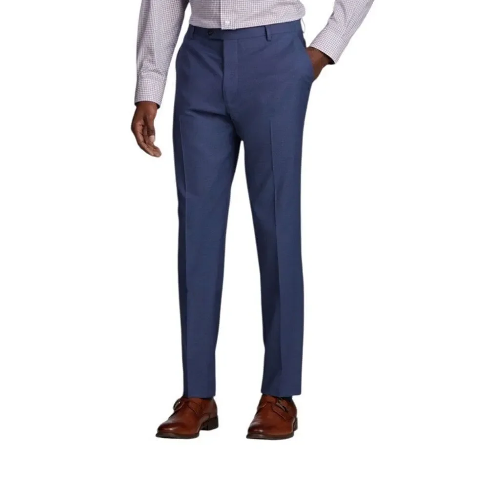 NWT JoS A Banks 100% Wool Signature Collection Tailored Fit Blue Slacks Size 37R
